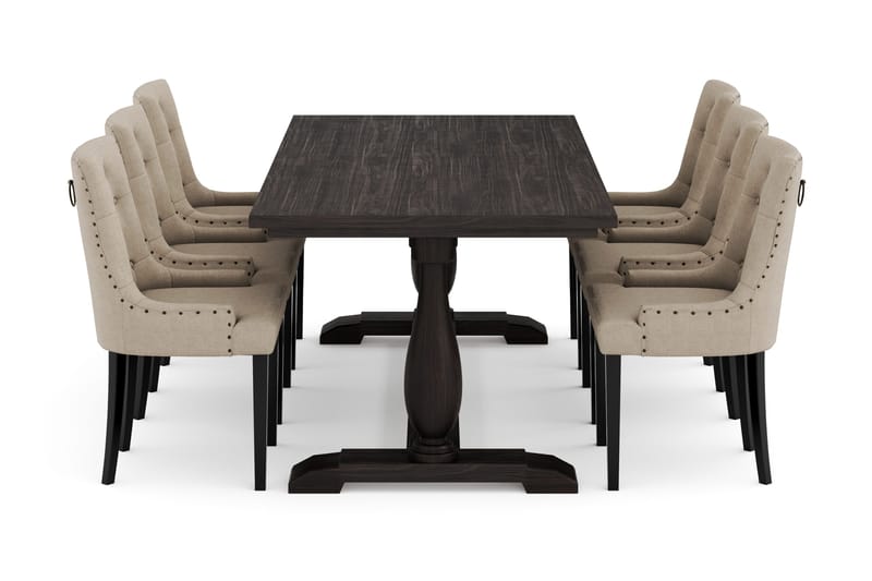Dijon Spisegruppe 200 cm med 6 Viktoria Spisestoler - Brun - Møbler - Bord - Spisegruppe