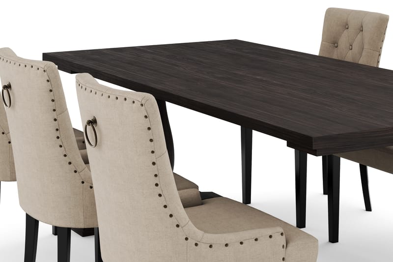 Dijon Spisegruppe 200 cm med 6 Viktoria Spisestoler - Brun - Møbler - Bord - Spisegruppe