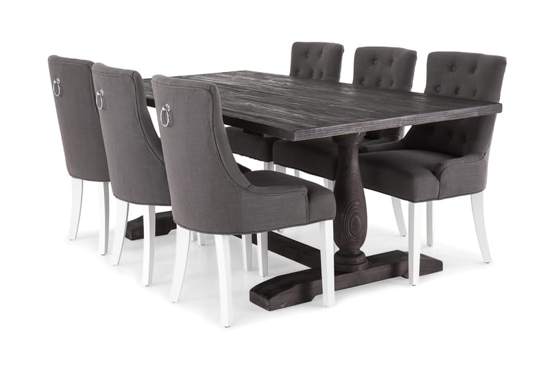 Dijon Spisegruppe 200 cm med 6 Viktoria Stoler, 6 Ophelia Stoler