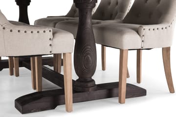 Dijon Spisegruppe 200 cm Rektangulær med 6 Viktoria Stoler - Vintage Tre / Beige Tre - Møbler - Bord - Spisegruppe