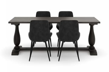 Dijon Spisegruppe 200x100cm med 4 Alsarp Spisestoler - Brun - Møbler - Bord - Spisegruppe