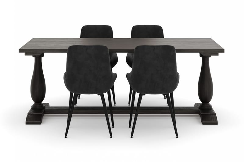 Dijon Spisegruppe 200x100cm med 4 Alsarp Spisestoler - Brun - Møbler - Bord - Spisegruppe