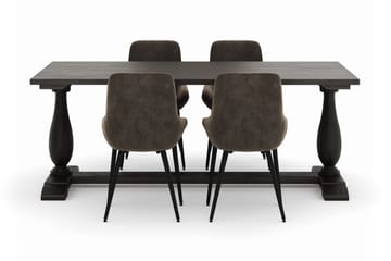 Dijon Spisegruppe 200x100cm med 4 Alsarp Spisestoler - Brun - Møbler - Bord - Spisegruppe