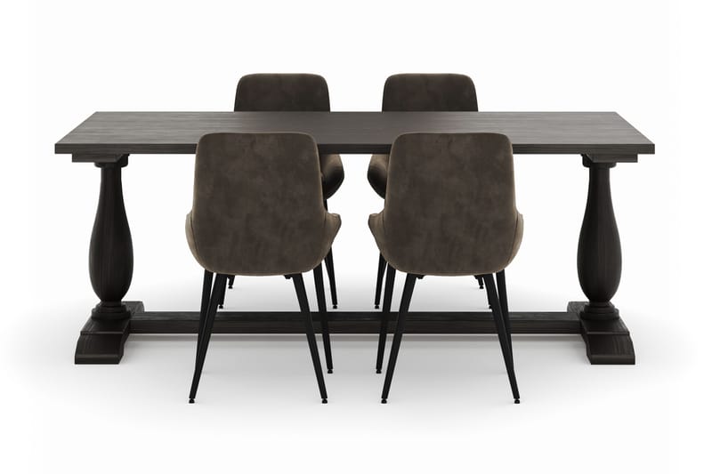 Dijon Spisegruppe 200x100cm med 4 Alsarp Spisestoler - Brun - Møbler - Bord - Spisegruppe
