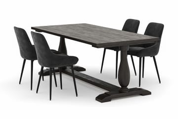 Dijon Spisegruppe 200x100cm med 4 Alsarp Spisestoler - Brun - Møbler - Bord - Spisegruppe