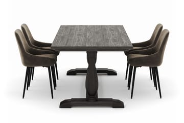 Dijon Spisegruppe 200x100cm med 4 Alsarp Spisestoler - Brun - Møbler - Bord - Spisegruppe