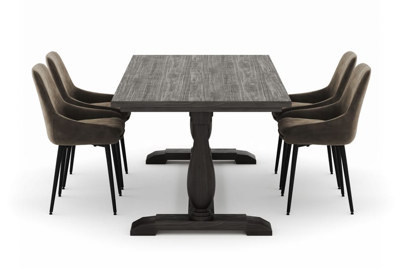 Dijon Spisegruppe 200x100cm med 4 Alsarp Spisestoler - Brun - Møbler - Bord - Spisegruppe