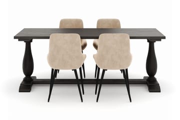 Dijon Spisegruppe 200x100cm med 4 Alsarp Spisestoler - Brun - Møbler - Bord - Spisegruppe