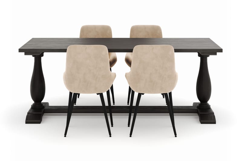 Dijon Spisegruppe 200x100cm med 4 Alsarp Spisestoler - Brun - Møbler - Bord - Spisegruppe