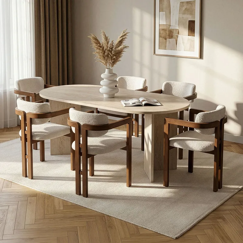 Dining Table & Chairs Set Nordure Vit - Møbler - Bord - Spisegruppe