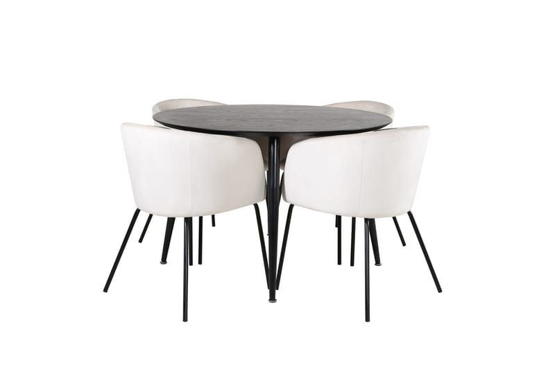 Dipp Matgruppe 115 cm Rund med 4 Berit stoler, Beige