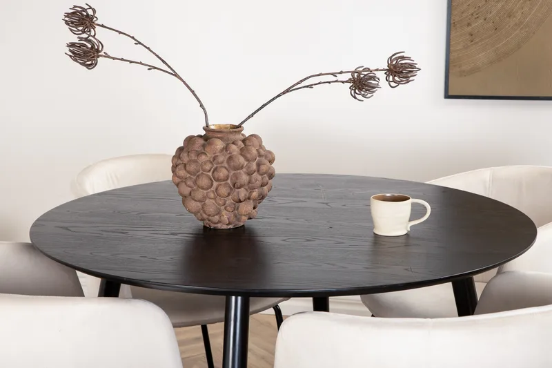 Dipp Matgruppe 115 cm Rund med 4 Berit stoler - Beige - Møbler - Bord - Spisegruppe