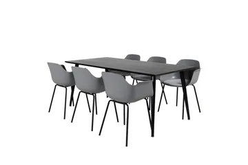 Dipp Matgruppe 180 cm Rektangulær med 6 Comfort stoler - Sort - Møbler - Bord - Spisegruppe