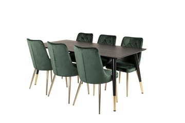 Dipp spisebord 180 cm med 6 Velvet Deluxe fløyelsstoler - Møbler - Bord - Spisegruppe
