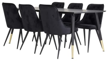 Dipp spisebord 180 cm med 6 Velvet Deluxe fløyelsstoler - Møbler - Bord - Spisegruppe