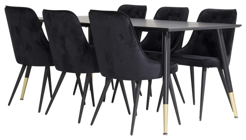 Dipp spisebord 180 cm med 6 Velvet Deluxe fløyelsstoler - Møbler - Bord - Spisegruppe