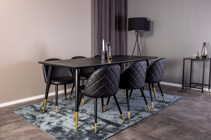 Dipp spisebord 180 cm med 6 Velvet Deluxe spisestoler