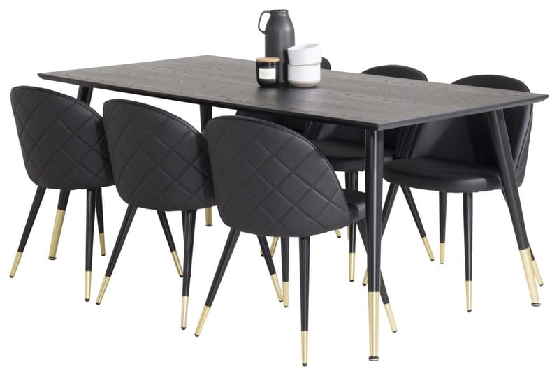 Dipp spisebord 180 cm med 6 Velvet Deluxe spisestoler - Møbler - Bord - Spisegruppe