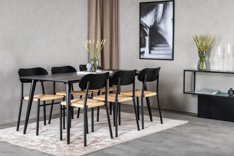 Dipp spisebord 180 cm med 6 Polly spisestoler