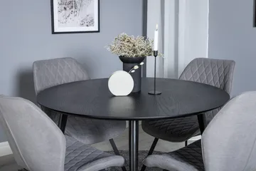 Dipp Spisegruppe 115 cm Rund med 4 Gemma Stoler - Sort/Guld - Møbler - Bord - Spisegruppe