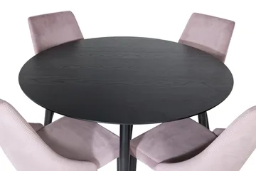 Dipp Spisegruppe 115 cm Rund med 4 Leone Stoler - Sort - Møbler - Bord - Spisegruppe