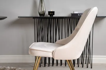 Dipp Spisegruppe 115 cm Rund med 4 Velvet Stoler - Beige - Møbler - Bord - Spisegruppe