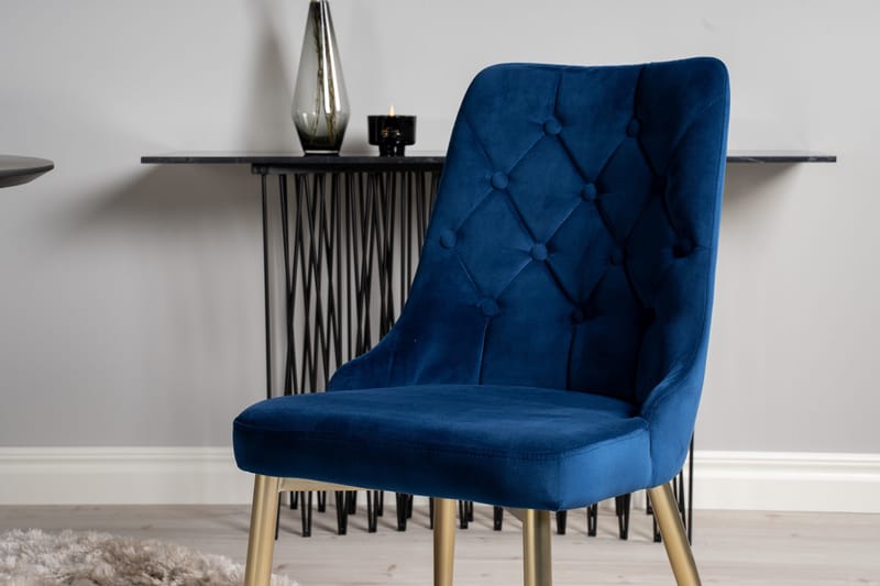 Dipp Spisegruppe 115 cm Rund med 4 Velvet Stoler - Sort - Møbler - Bord - Spisegruppe