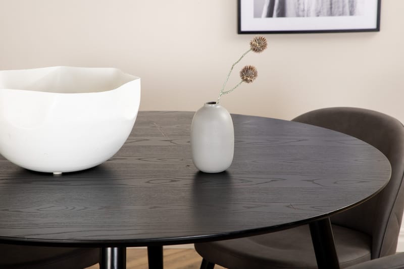Dipp Spisegruppe 115 cm Rund med 4 Velvet Stoler - Sort - Møbler - Bord - Spisegruppe