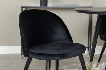 Dipp Spisegruppe 115 cm Rund med 4 Velvet Stoler - Sort/Guld - Møbler - Bord - Spisegruppe