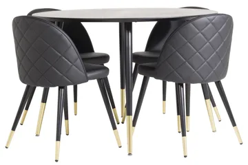 Dipp Spisegruppe 115 cm Rund med 4 Velvet Stoler
