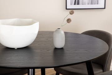 Dipp Spisegruppe 115 cm Rund med 4 Velvet-stoler - Svart - Møbler - Bord - Spisegruppe