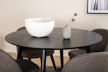 Dipp Spisegruppe 115 cm Rund med 4 Velvet-stoler - Svart - Møbler - Bord - Spisegruppe