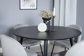 Dipp Spisegruppe 115 cm Rund med 4 Wrinkles Stoler - Sort/Guld - Møbler - Bord - Spisegruppe