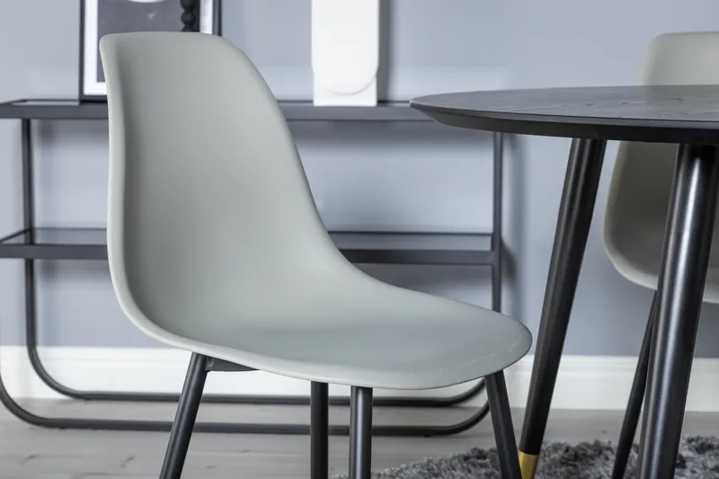 Dipp Spisegruppe 115 cm Rund med 4 Polar Stoler - Sort/Guld - Møbler - Bord - Spisegruppe