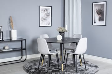 Dipp Spisegruppe 115 cm Rund med 4 Polar Stoler - Sort/Guld - Møbler - Bord - Spisegruppe