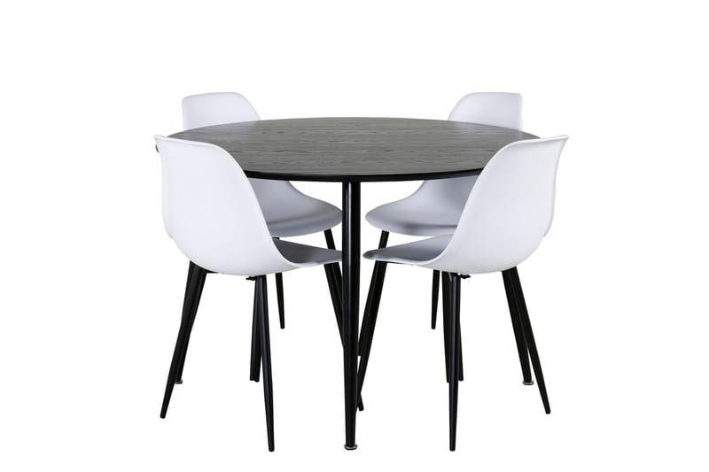 Dipp Spisegruppe 115 cm Rund med 4 Polar Stoler, Sort