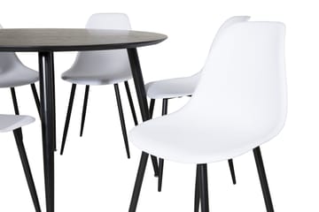 Dipp Spisegruppe 115 cm Rund med 6 Polar Stoler - Sort - Møbler - Bord - Spisegruppe