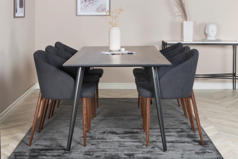 Dipp Spisegruppe 180 cm Rektangulær med 6 Arch Stoler - Sort - Møbler - Bord - Spisegruppe