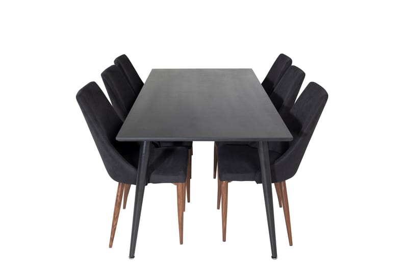 Dipp Spisegruppe 180 cm Rektangulær med 6 Leone Stoler, Sort