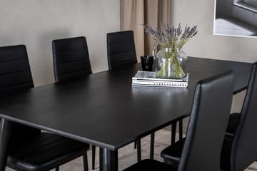 Dipp Spisegruppe 180 cm Rektangulær med 6 Slim Stoler - Sort - Møbler - Bord - Spisegruppe