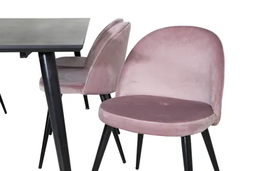 Dipp Spisegruppe 180 cm Rektangulær med 6 Velvet Stoler - Sort - Møbler - Bord - Spisegruppe