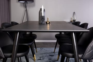 Dipp Spisegruppe 180 cm Rektangulær med 6 Velvet Stoler - Sort/Guld - Møbler - Bord - Spisegruppe