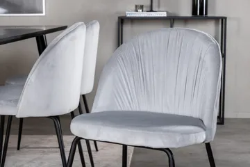 Dipp Spisegruppe 180 cm Rektangulær med 6 Wrinkles Stoler - Sort - Møbler - Bord - Spisegruppe