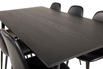 Dipp Spisegruppe 180 cm Rektangulær med 6 Polar Stoler - Sort/Guld - Møbler - Bord - Spisegruppe