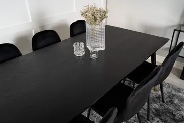 Dipp Spisegruppe 180 cm Rektangulær med 6 Polar Stoler - Sort/Guld - Møbler - Bord - Spisegruppe
