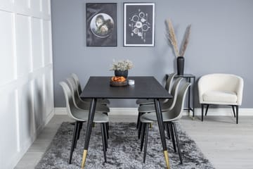 Dipp Spisegruppe 180 cm Rektangulær med 6 Polar Stoler - Sort/Guld - Møbler - Bord - Spisegruppe