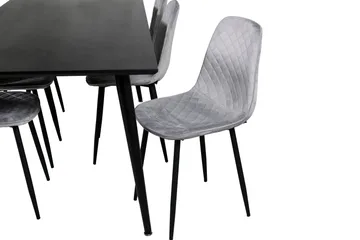 Dipp Spisegruppe 180 cm Rektangulær med 6 Polar Stoler - Sort - Møbler - Bord - Spisegruppe