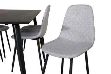 Dipp Spisegruppe 180 cm Rektangulær med 6 Polar Stoler - Sort/Guld - Møbler - Bord - Spisegruppe