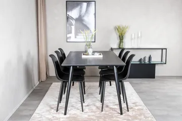 Dipp Spisegruppe 180 cm Rektangulær med 6 Polar Stoler - Sort - Møbler - Bord - Spisegruppe