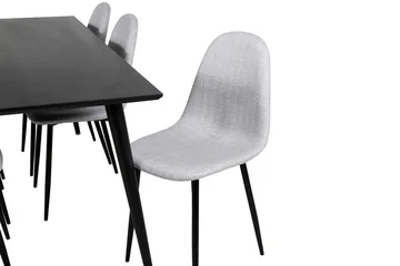 Dipp Spisegruppe 180 cm Rektangulær med 6 Polar Stoler - Sort - Møbler - Bord - Spisegruppe